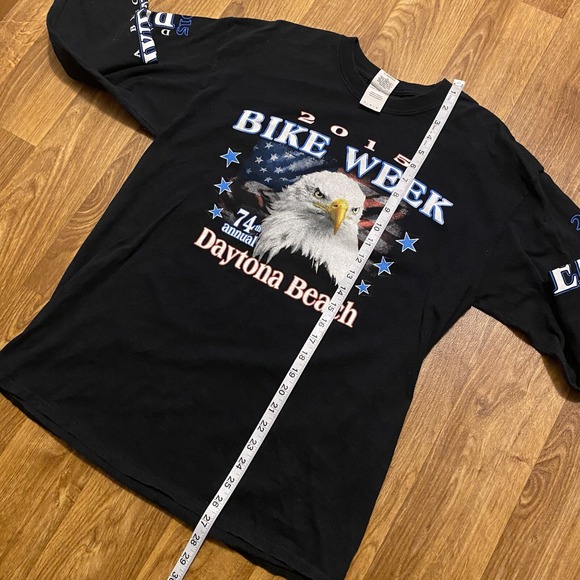 Daytona Beach Bike Week Shirt Men Large Black Long Sleeve 74 Annual Eagle 2015 - Picture 4 of 5